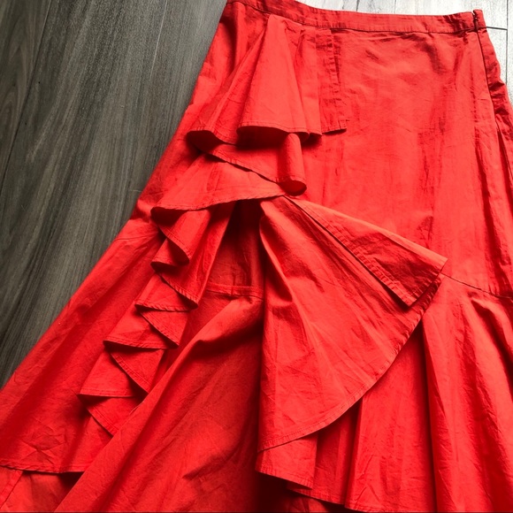 Joie Chesmu Ruffled Red Orange Skirt - Picture 4 of 8